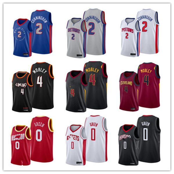 

2021 cade 2 cunningham evan 4 mobley basketball jerseys jalen 0 green s-xxl, Black;red