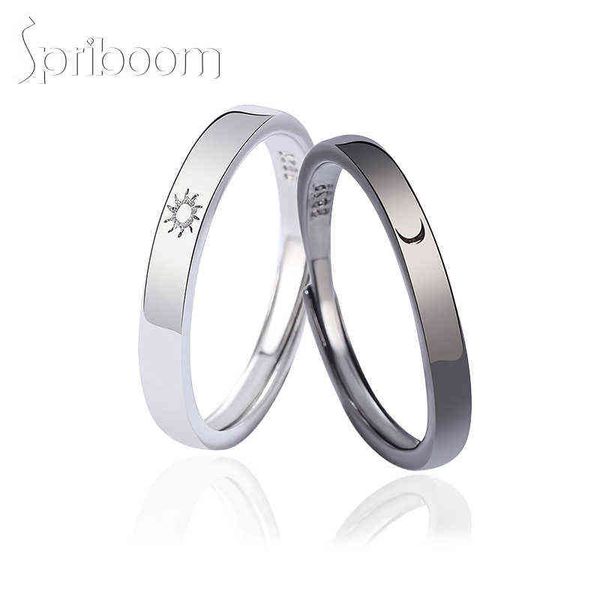 

trendy sun moon couple rings set for women men minimalist black white friendship lover ring wedding jewelry valentine's day gift g1125, Slivery;golden