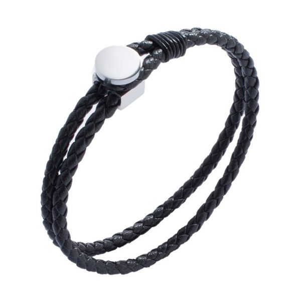 

cuff stainless steel clasps charm bracelets handmade men women fashion jewelry braided leather rope simple braceletme514, White