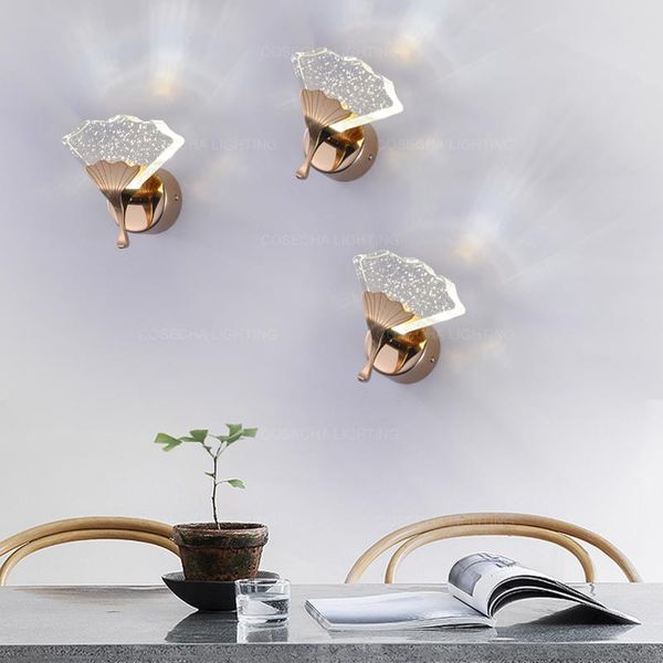 

wall lamp bubble crystal sconces gold mirror leaves design luxury lighting in bathroom corridor hallway stairs bedside