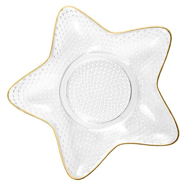 

dishes & plates 1pc creative sea star glass storage plate container (golden)