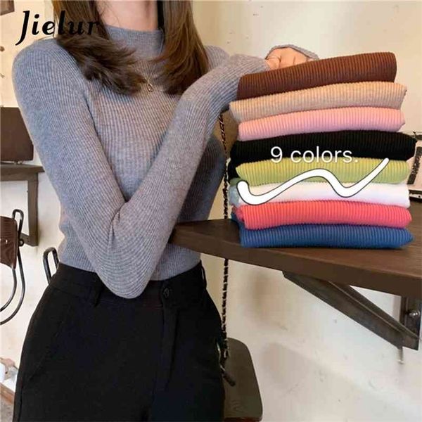

solid color turtleneck women autumn winter knitted sweaters basic primer pullovers korean sweater slim-fit pullover 210426, White;black