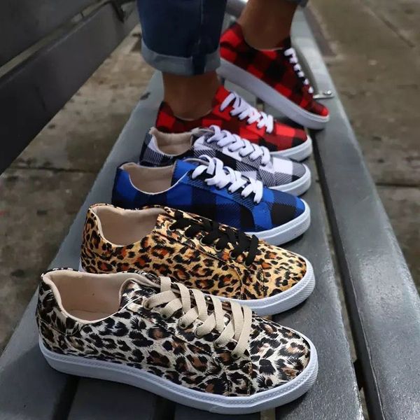 

dress shoes women canvas leopard lace up lady sneakers 2021 flat heel thick ins selling fashion 35-43 tenis feminino tggx, Black