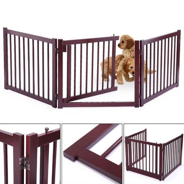 

dog houses & kennels accessories wood pet gate indoor barrier standing folding safety baby fence