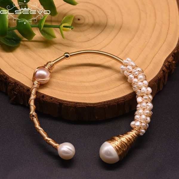 

bangles bracelet glseevo natural freshwater pearl for women, Black