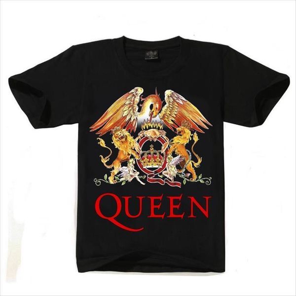 

queen short casual cotton print men t shirts rock band black for streetwear, White;black