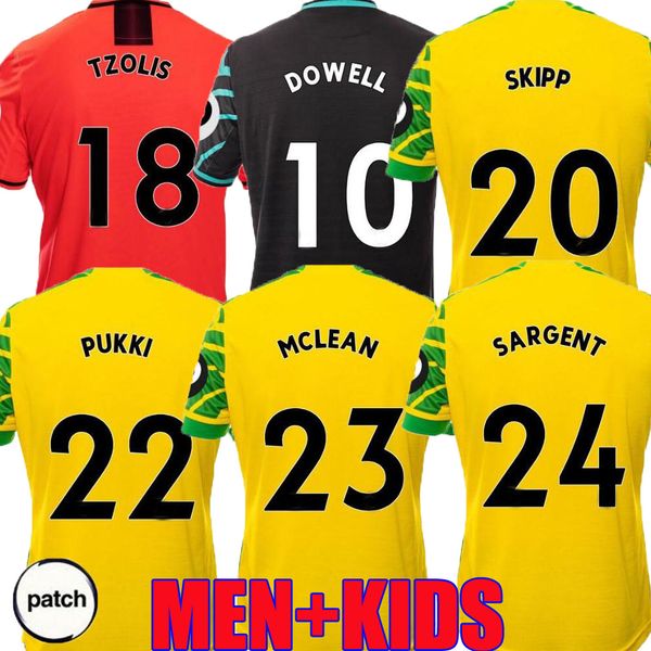 

2021 2022 norwich soccer jersey city 21 22 pukki sargent hugill tzolis roberts hernandez stiepermann mclean buendia footy skipp men kids kit, Black;yellow
