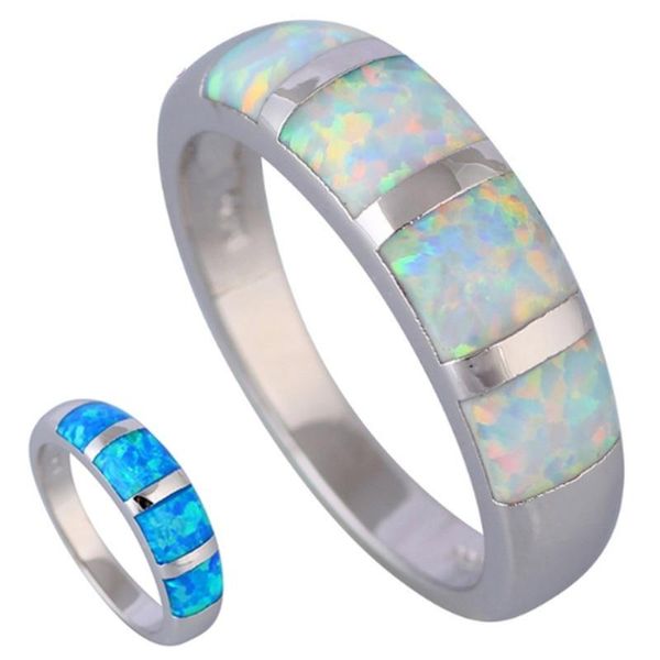 

wedding rings fashion trend two tone opal ring blue men women holiday gift jewelry wholesale, Slivery;golden