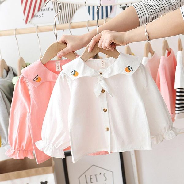 

in fashion baby girls blouse loong sleeve shirts button cute design, White;black