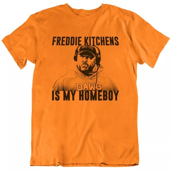 

freddie kitchens homeboy cleveland football coach t shirt, White;black