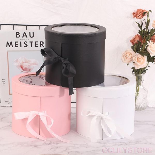 

1pcs two layers round rotating box paper gift flower packing diy decor valentine's day favors wrap