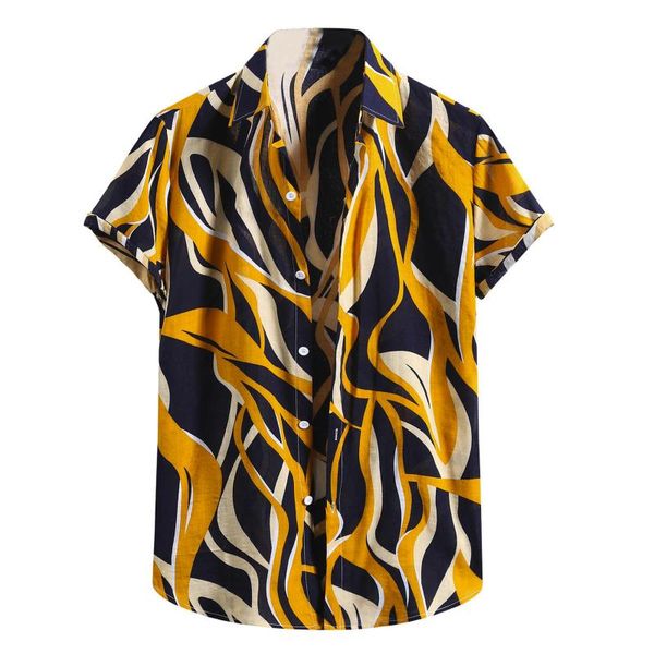 

men's casual shirts 2021 arrival short sleeve turn-down collar shirt for men male single breasted beach hawaii blouses, White;black