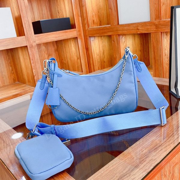 

luxury designer 2021 nylon 2-piece ladies crossbody bag hobos handbag canvas plain clutch bags axillary package purse women fashion shoulder