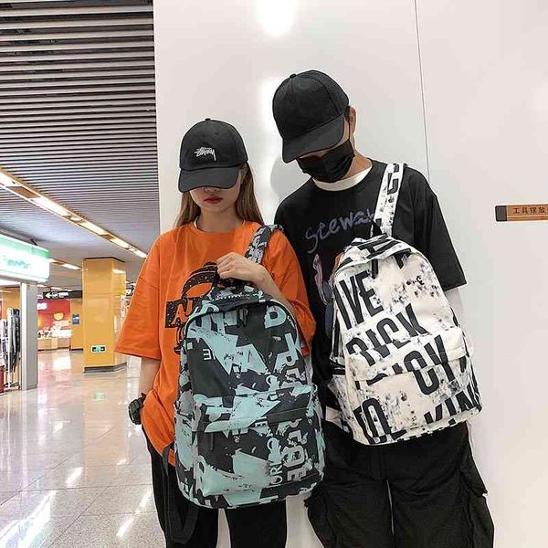 

2021 new men's and women's personality trend fashion backpack college style korean leisure student schoolbag