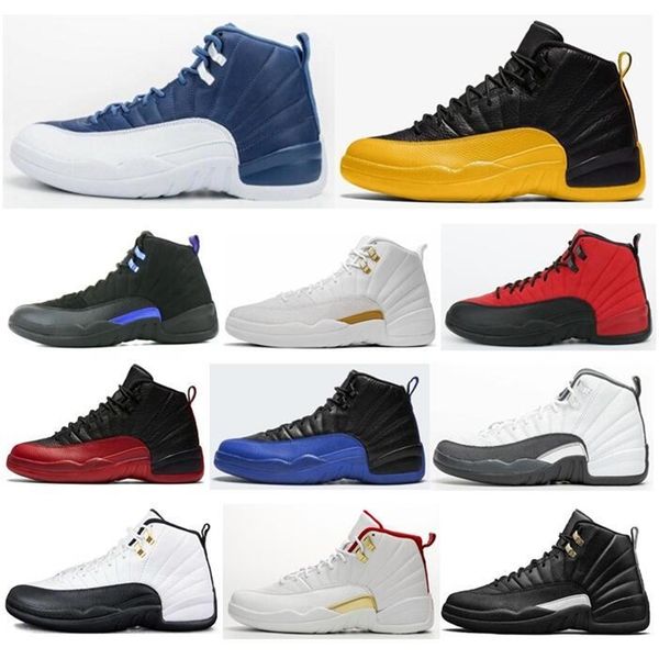 

new 12 12s ovo university gold stone blue taxi game royal basketball shoes men the master dark grey fiba sneakers with box