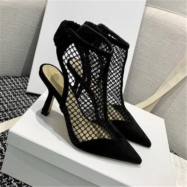 

mesh women pumps summer high heels round toe shoes zapatos mujer sandals elegant ladies shoe fashion, Black