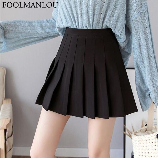 

skirts summer women skirt pleated solid high waist 2021 fashion female cute sweet girls dance short mini mujer xs-2xl, Black