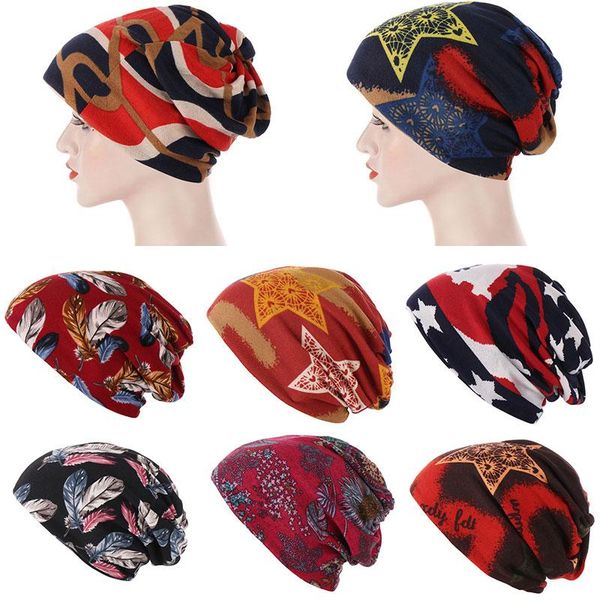 

beanie/skull caps western style printed pullover outdoor sport headwear autumn winter dual-use geometric running head comfortable bib cap, Blue;gray