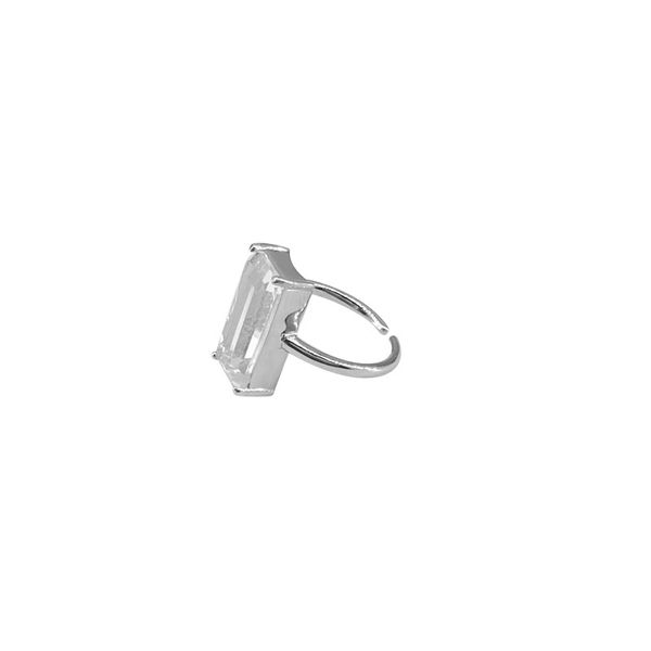 Anello aperto in argento sterling 925 con grande diamante quadrato semplice marchio di marea di gioielli all-match di moda di personalità micro-intarsiata