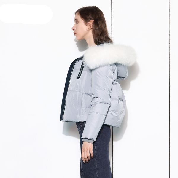 

women's & parkas arrival superior quality winter jacket women fashion white duck down real fur collar hooded slim coat, Black