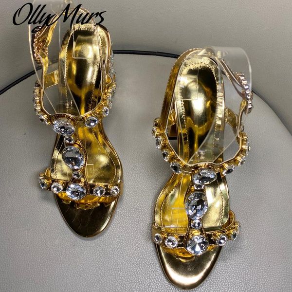 

ollymurs crystal embellished summer high heel sandals silver mirror leather wedding plus size bridal shoes women dress, Black