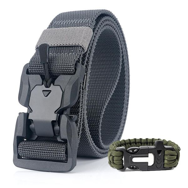 

belts tactical belt magnetic buckle military polyamide sports hunting accessories rescue umbrella rope bracelet, Black;brown