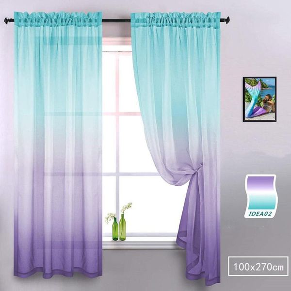 

curtain & drapes color gradient translucent window for study living room balcony decor 100x270cm
