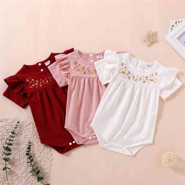 

summer 1pc baby girl short-sleeve cotton sweet floral rompers & bodysuits 210528, Blue