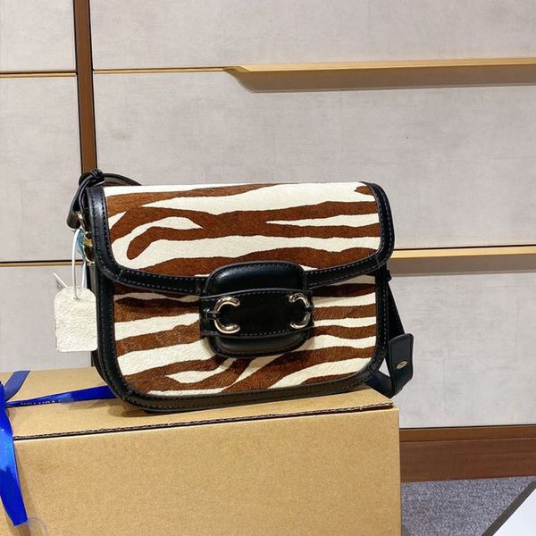 

qulite saddle bag women handbag crossbody buckle handbag classic brown shoulder bag high horse hair purse