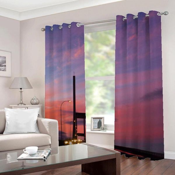 

curtain & drapes po custom beach sunset cable bridge scenery window curtains for living room restaurant lobby cafe blackout indoor sets