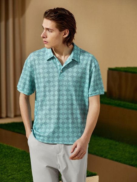 

men argyle pattern polo shirt k1xt#, White;black