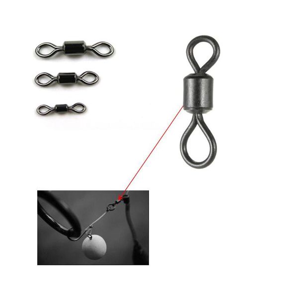 

50pcs/lot solid rings fishing hooks portable durable swivels sea rolling swivel connector