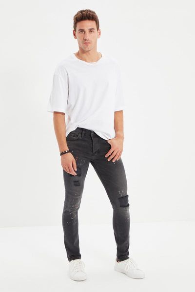 

men's jeans trendyol male skinnt fit destroylu tmnaw22je0310, Blue