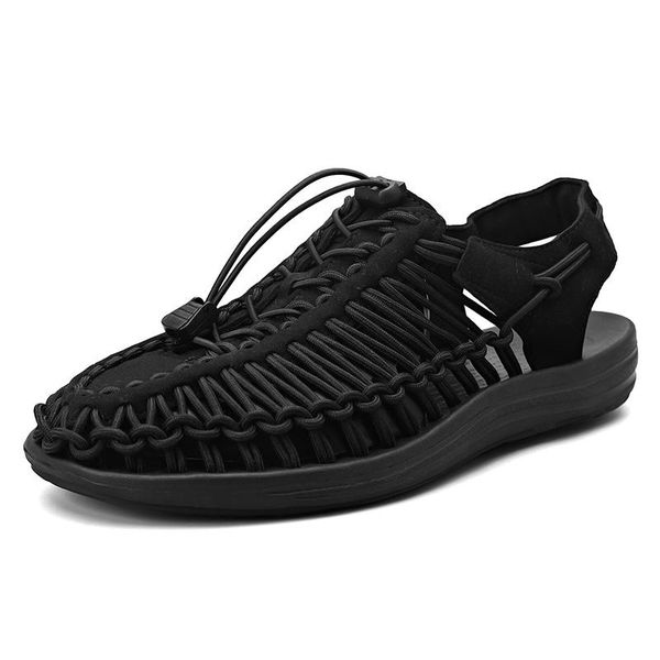 

sandals gladiator in luxury men genuine 44 male 39 shoe slippers praia s leather large big outdoor de casual sandalhas homens walking, Black