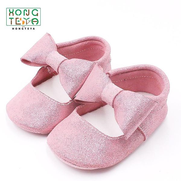 

first walkers genuine leather shine pink baby girl shoes princess bow-knot moccasins soft sole prewalkers infant crib shoe