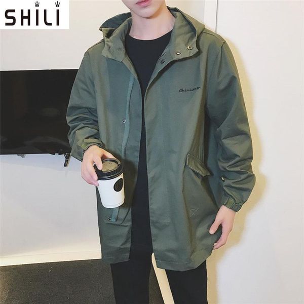 

men's trench coats 2021 autumn and winter clothing men brand jackets casual coat long section of jacket overcoat, Tan;black