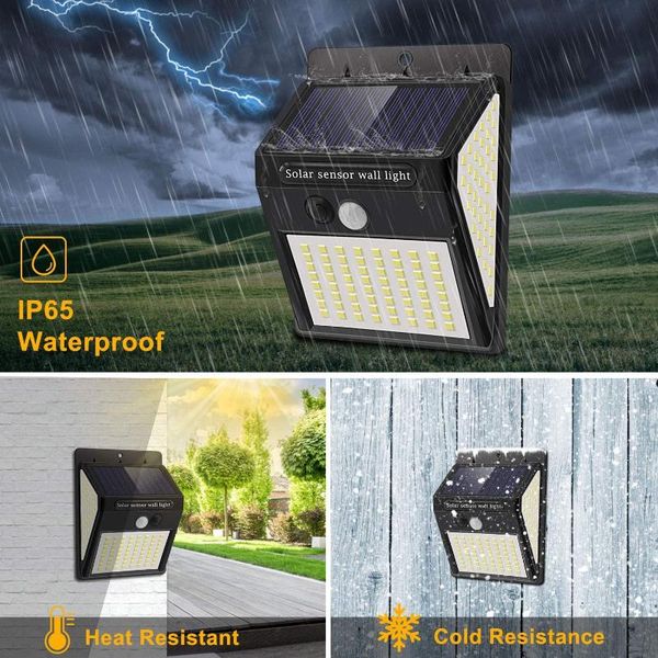

outdoor wall lamps 100led solar led light wireless motion sensor spotlight waterproof emergency garden street