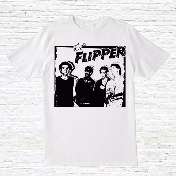 

flipper t-shirt (generic / punk rock / gone fishin), White;black