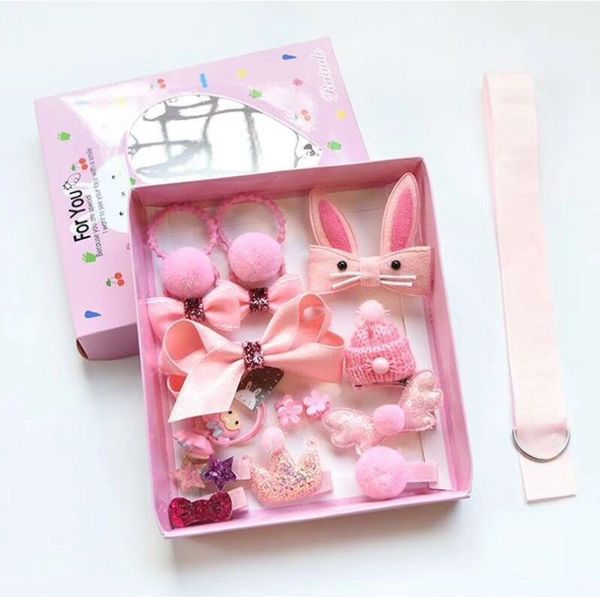 

south korea 18 piece children's hairpin gift box set, Slivery;white