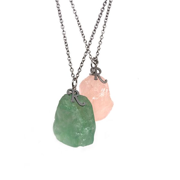 

2021 summer raf light pink green rough crystal pendant necklace men and women all-match trend accessories, Silver