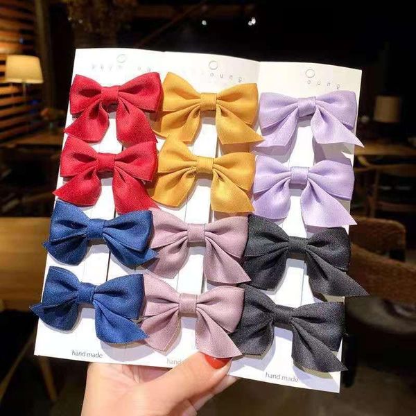 

hair accessories 2pcs/set candy color bow children hairpin kids headdress print side bangs clip fashion pinzas para el pelo, Slivery;white
