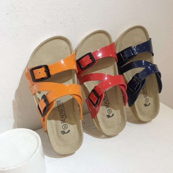 

cuhk cork slippers children's sandals, Black;red