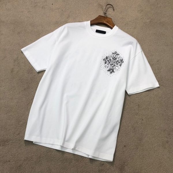 

summer better fashion new brand diamond cross 2021 sanskrit printing lovers round neck cotton short sleeve t-shir, White