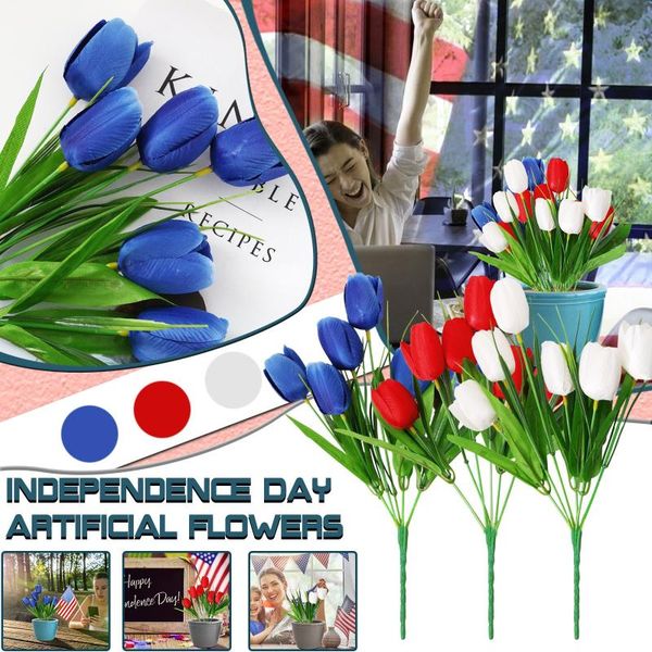 

decorative flowers & wreaths artificial 1pc 6 fork heads simulation tulips silk blooming rose fake home decoration#g