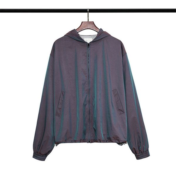

famous designer men's jacket coat hoodie sixth season laser gradient patch double zipper autumn purple s-xl size, Black