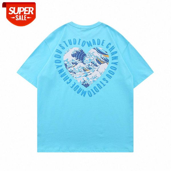 

love letter foam printing short-sleeved t-shirt men's wind loose round neck five-point sleeve half #ta4f, White;black