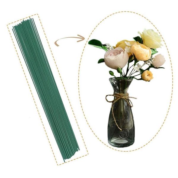 

100pcs 22 gauge floral stem wire crafting paper wrapped artificial plant stub for flower stem-green decorative flowers & wreaths