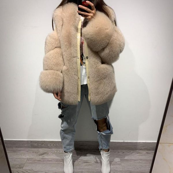 

women's fur & faux women natural coat ladies real long, Black
