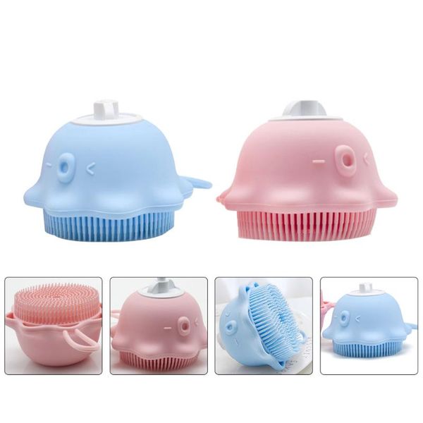 

hair brushes 2pcs bathroom silicone bath scrubbers scrub tools, Silver