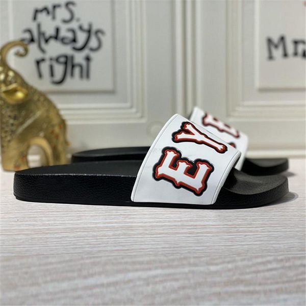 

2021 platform slides men women slippers summer fashion flip flops letter pattern wide flat sandals luxurys designers shoes with box, Black